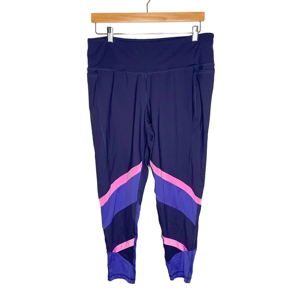 LIVI Eco-Chic 7/8 Leggings Purple Stripe Sz 18/20